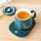 LIYING green porcelain coffee cup heater; heat preservation device 55 degrees heating automatic constant temperature cup ceramic cup 350ML coffee milk smart heater (this product only provides heated c