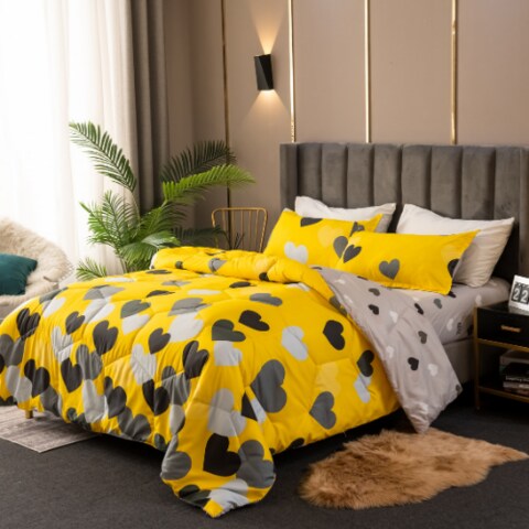 Yellow and white store comforter set