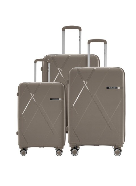 ParaJohn Luggage Sets 3 Piece With Trolley Set With Lightweight Polypropylene Shell 8 Spinner Wheels For Travel Brown