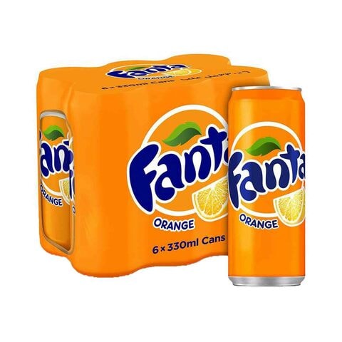 Fanta Orange Flavoured Carbonated Soft Drink 330ml Pack of 6