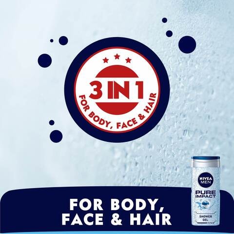 NIVEA MEN 3in1 Shower Gel Body Wash Pure Impact Fresh Scent 250ml