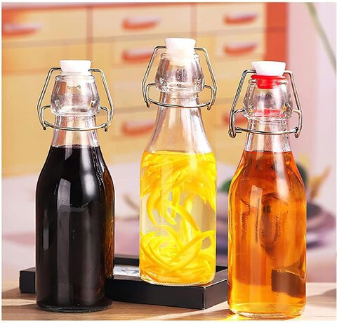 Star Cook 6 Pack 8oz/300ml Airtight Flip Top Glass Bottles, Airtight Lid Bottles, Flip Top Brewing Bottles for Kombucha, Kefir, 2nd Fermentation, Beer, Wine, Beverages, Water