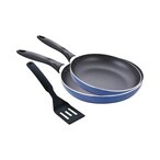 Buy Raj Non-Stick Frying Pan 28cm+22cm With Spatula Blue in UAE