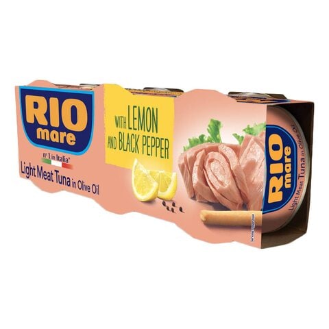 Rio Mare Light Meat Tuna In Olive Oil With Lemon And Black Pepper 80g Pack of 3