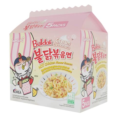 Buy Samyang Buldak Cream Carbonara Hot Chicken Ramen Noodles 140g x 5  Pieces Online