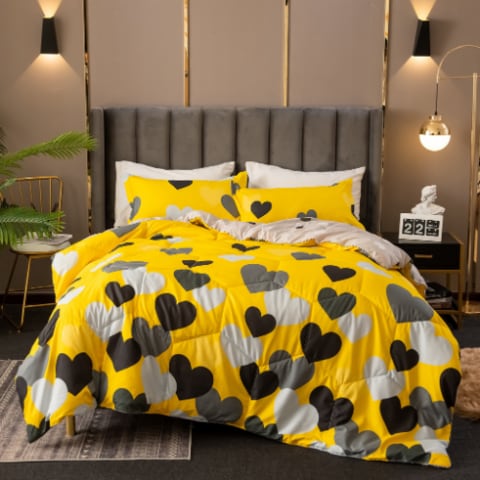 Yellow and gray queen comforter deals set