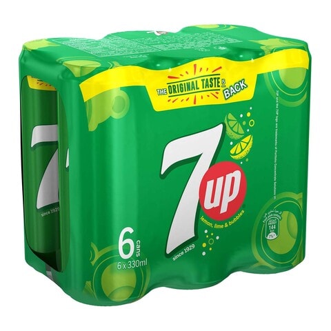 7 Up Original Carbonated Soft Drink 330ml Pack of 6