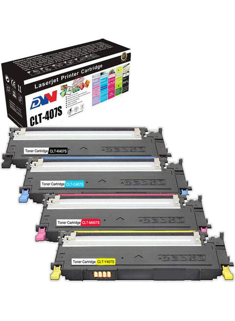 Dw 4-Piece Compatible Toner Cartridge Set For Samsung 407S Clt-K407S Multicolour