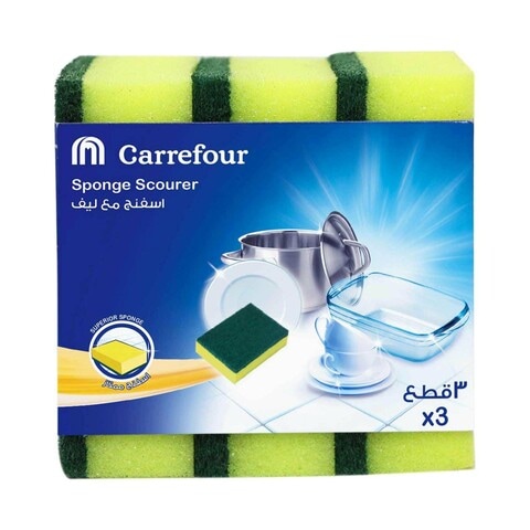 Carrefour Grooved Sponge Scourer Multicolour 3 PCS
