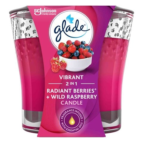 Glade 2in1 Radiant Berries &amp; Wild Raspberry Scented Candle 3.4Oz
