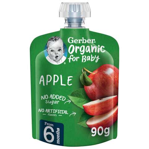 اشتري غربر أورغانيك طعام أطفال عضوي مهروس تفاح - أخضر 90 غرام في الامارات