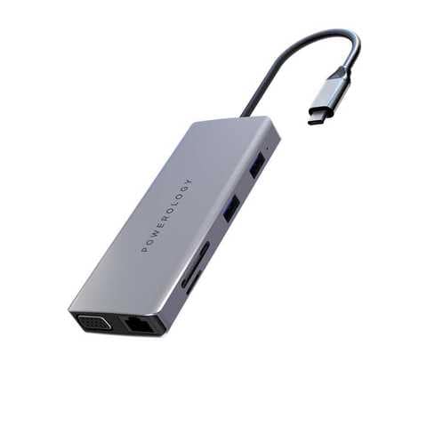 Powerology - 11 in 1 USB-C Hub - Gray