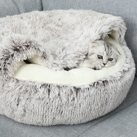 Cat &amp;Dog Pet Bed Comfortable Plush Ultra Soft Cushion Self Warming Pet Bed Made With Faux Fux With Waterproof Bottom Diamater 40CM.
