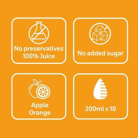 Carrefour Apple Orange Juice 200ml Pack of 10