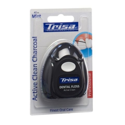 TRISA خيط تنظيف الأسنان أكتيف النظيفة الفحم