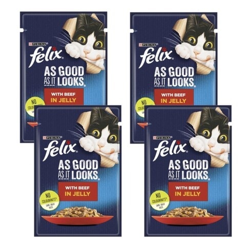 Buy FELIX AGAIL BEEF CAT FOOD 85GX4 Online Carrefour Kuwait