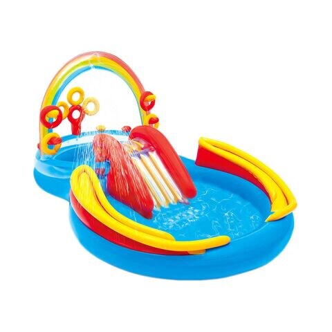 Intex Inflatable Rainbow Ring Water Play Centre Multicolour