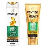Pantene Pro-V Smooth &amp; Silky 3 Minute Miracle Conditioner 200ml + Shampoo 400ml