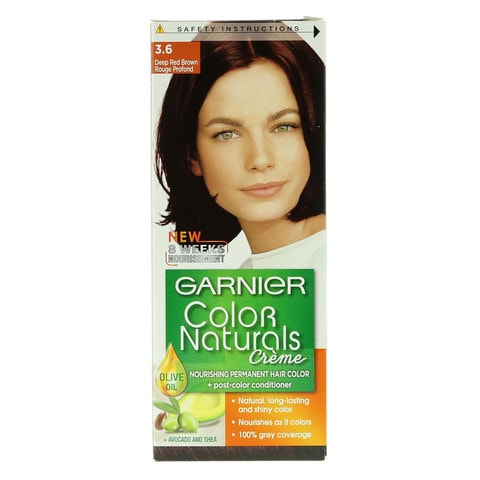 Buy Garnier Colour Naturals Cream Nourishing Permanent Hair Colour 3.6 Deep Red Brown 100g in Saudi Arabia