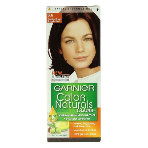 Garnier Colour Naturals Cream Nourishing Permanent Hair Colour 3.6 Deep Red Brown 100g