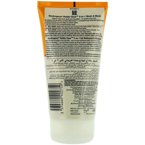 Neutrogena Visibly Clear 2 In 1 Wash And Mask 150 Ml
