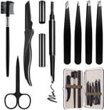 اشتري Hocosy 8 In 1 Tweezers For Eyebrows, Professional Eyebrow Grooming Set Include Stainless Steel Eyebrow Razor Eyebrow Brush Eyebrow Scissors Brown Eyebrow Pen, Bites Tight With Travel Case في الامارات