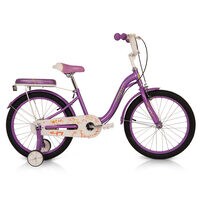 Mogoo Joy Kids Road Bike With Basket for 7-10 Years Old Girls, Adjustable Seat, Handbrake, Mudguards, Reflectors, Rear Seat, Gift for Kids, 20 Inch Bicycle With Training Wheels - Purple