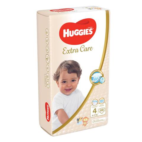 Huggies Extra Care, Size 4, 8 -14 kg, Jumbo Pack, 68 Diapers