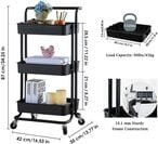 Buy Gtin 3-Tier Rolling Utility Storage Cart With 2 Lockable Wheels For Office Bathroom Kitchen Kids’ Room in UAE