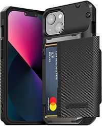 VRS Design Damda Glide PRO designed for iPhone 13 case cover wallet [Semi Automatic] slider Credit card holder Slot [3-4 cards] - Black Groove