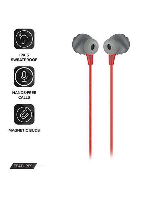 JBL - Endurance Run Universal Stereo IPX5 Waterproof 3.5mm In-ear Earphones With Mic Red