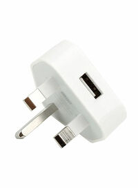 UAE 3 Pins Wall Charger USB Adapter Plug White
