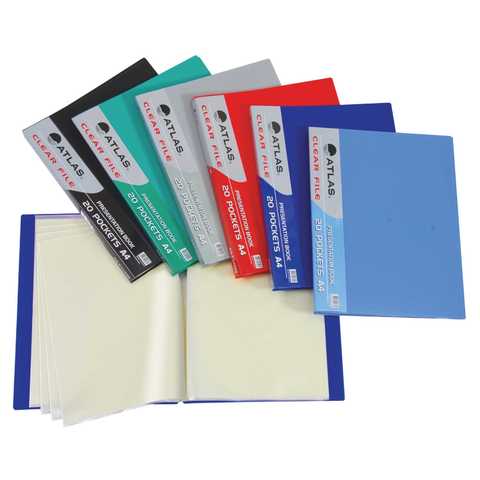Atlas A4 Clear Book File with 10 Pockets Multicolour