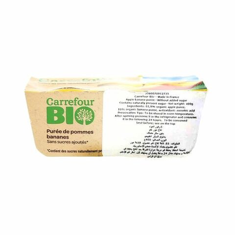 Carrefour Bio No Added Sugar Apple Banana Puree 100g Pack of 4