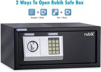 Rubik Cabinet Safe Box with Key &amp; Pin Code, Programmable Wide Safety Vault For Home Office (RB-EDA200, 20x43x35cm, 8.5KG) Black