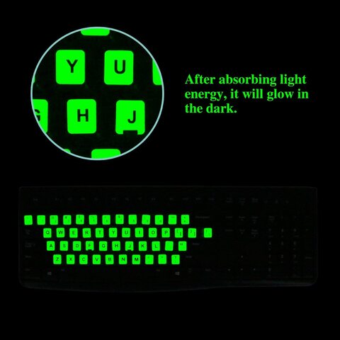 4 in 1 English Keyboard Sticker Glow in The Dark ,Luminous Replacement English Letter Keyboard Sticker Universal for Laptop Computer Notebook Desktop,Luminescent Alphabet Keyboard Sticker 
