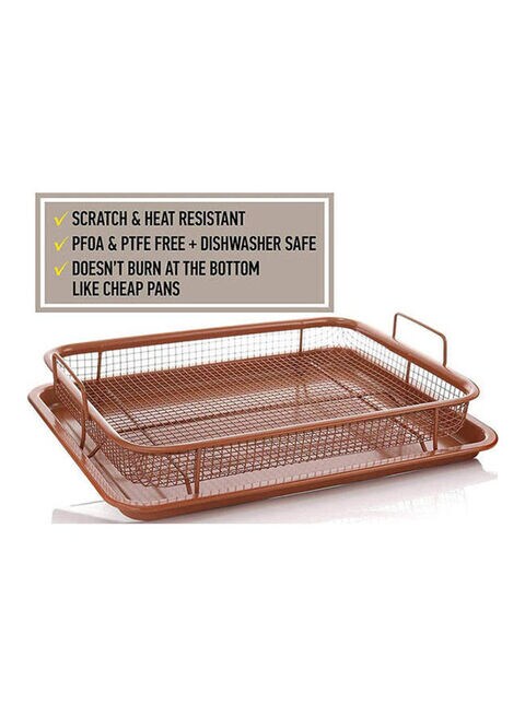 Large Non-stick Copper Oven Mesh Baking Tray For Crisp Chips And Grilling -  Dishwasher Safe And Easy To Clean - Temu