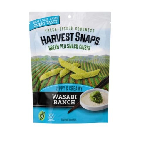 Calbee Harvest Snaps Zippy And Creamy Wasabi Ranch Green Pea Crips 34g