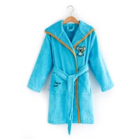 Milk&amp;Moo Cool Coala Kids Robe, 100% Cotton Kids Bathrobe, Ultra Soft and Absorbent Hooded Bathrobe for Girls and Boys, Turquoise Color, Suitable for 5-6 Years