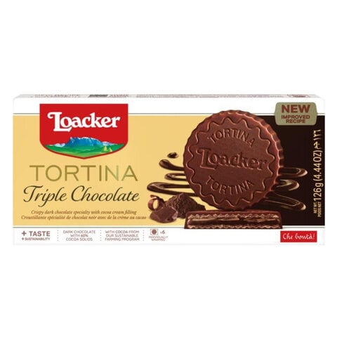 Buy Loacker Tortina Wafer Triple Chocolate 125g in Saudi Arabia