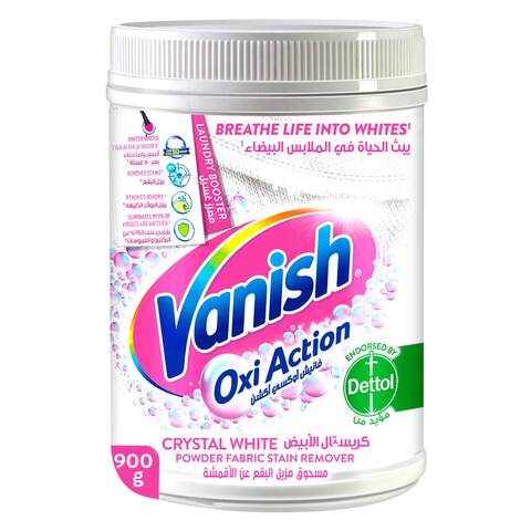 Buy Vanish Oxi Action Crystal White Fabric Stain Remover Powder with Scoop, Ideal for Use in the Washing Machine, 900 g in Saudi Arabia