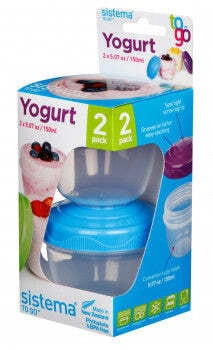 Sistema To Go Collection Yogurt Food Containers 5.07oz Pack of 2 - COLORS  VARY