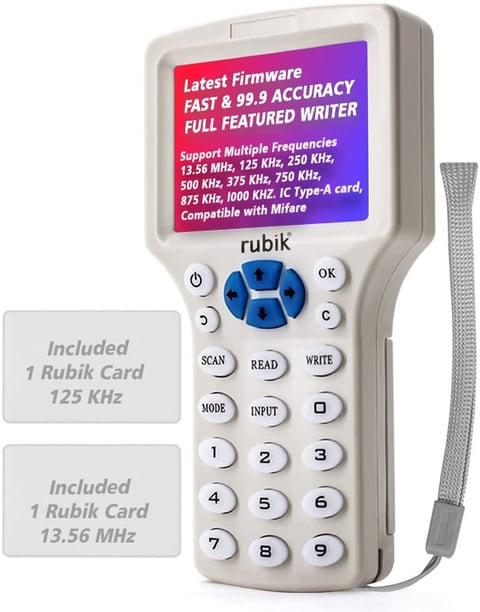 Rubik Handheld IC/ID/HID/UID RFID Access Control Card Reader Writer Copier Duplicator With USB Cable For 125Khz 13.56Mhz HID IC ID Cards (Device)