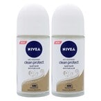 Buy NIVEA Clean Protect Pure Alum Deodorant Roll On 50ml x2 in UAE