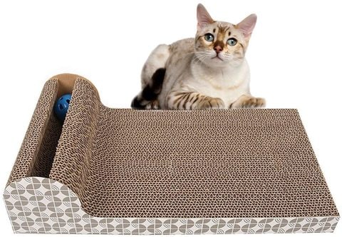 Buy Mumoo Bear Cat Scratch Pad,Scratcher with Catnip,Scratching Posts,Cat Toy Scratch Board Lounge with Bell-Ball in UAE