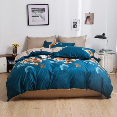 LUNA HOME King Size 6 Pieces set, Reversible Modern Aqua Blue with Beige color Bedding Set Without Filler.