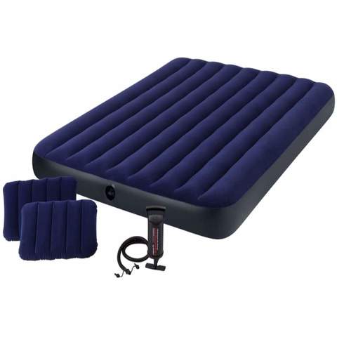 Intex Classic Downy Airbed With Hand Pump And Pillow Blue Queen 4