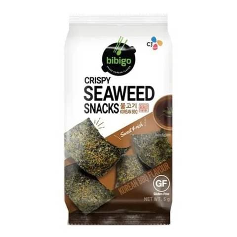 Buy Bibigo Korean BBQ Flavour Crispy Seaweed Snacks 5g in UAE