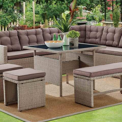 Buy Corner sofa dining set st/ wick+ 6pc Online - Shop Home & Garden on  Carrefour Saudi Arabia