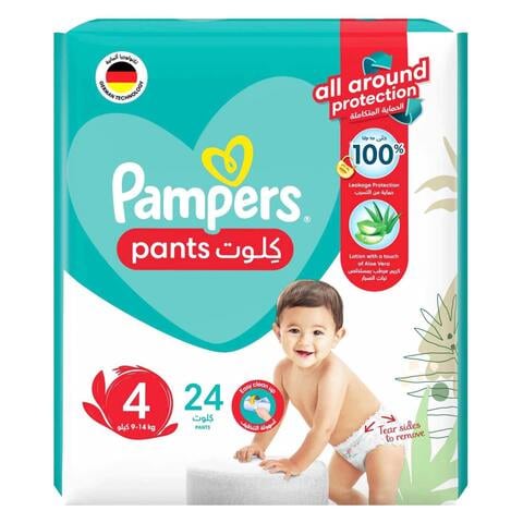 Pampers Baby-Dry Pants with Aloe Vera Lotion Stretchy Sides and Leakage Protection Size 4 9-14 kg Mega Pack 24 Diapers
